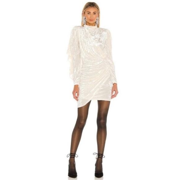 Ronny Kobo White Ivory Crushed Velvet Dress Medium - Picture 4 of 13
